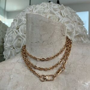 2 piece gold handbag chain set in short and long